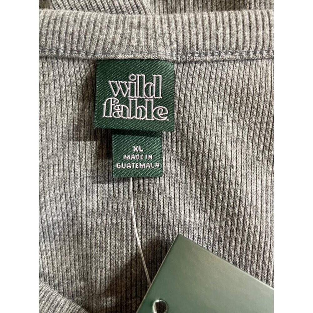 WIld Fable Womens XL Crop Top Gray Ribbed Form Fitting Short Sleeve Shirt - Picture 6 of 8